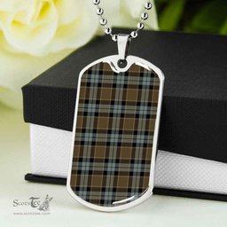 Scottish Graham of Menteith Weathered Clan Tartan Dog Tag Necklace - Classic Scottish Plaid Tartan Plaid