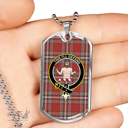 ScottishPlaid MacFarlane Red Weathered Clan Tartan Dog Tag Necklace - Crest Classic Scottish Plaid Tartan Plaid