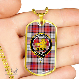 ScottishPlaid MacKellar Dress Red #2 Modern Clan Tartan Dog Tag Necklace - Crest Classic Scottish Plaid Tartan Plaid
