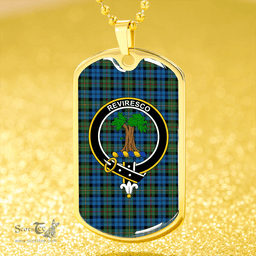 ScottishPlaid MacEwan Ancient Clan Tartan Dog Tag Necklace - Crest Classic Scottish Plaid Tartan Plaid