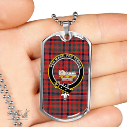 ScottishPlaid MacDonald of Boisdale (Donald Boisdale) Modern Clan Tartan Dog Tag Necklace - Crest Classic Scottish Plaid Tartan Plaid