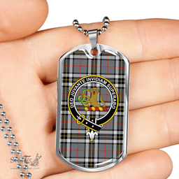 ScottishPlaid Thomson Grey (MacThomas/Thompson Grey) Ancient Clan Tartan Dog Tag Necklace - Crest Classic Scottish Plaid Tartan Plaid