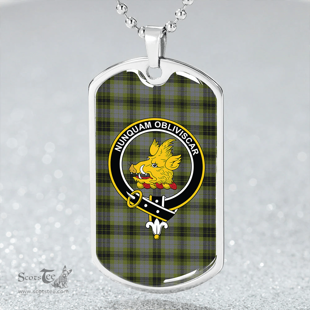 ScottishPlaid MacIver Modern Clan Tartan Dog Tag Necklace - Crest Classic Scottish Plaid Tartan Plaid