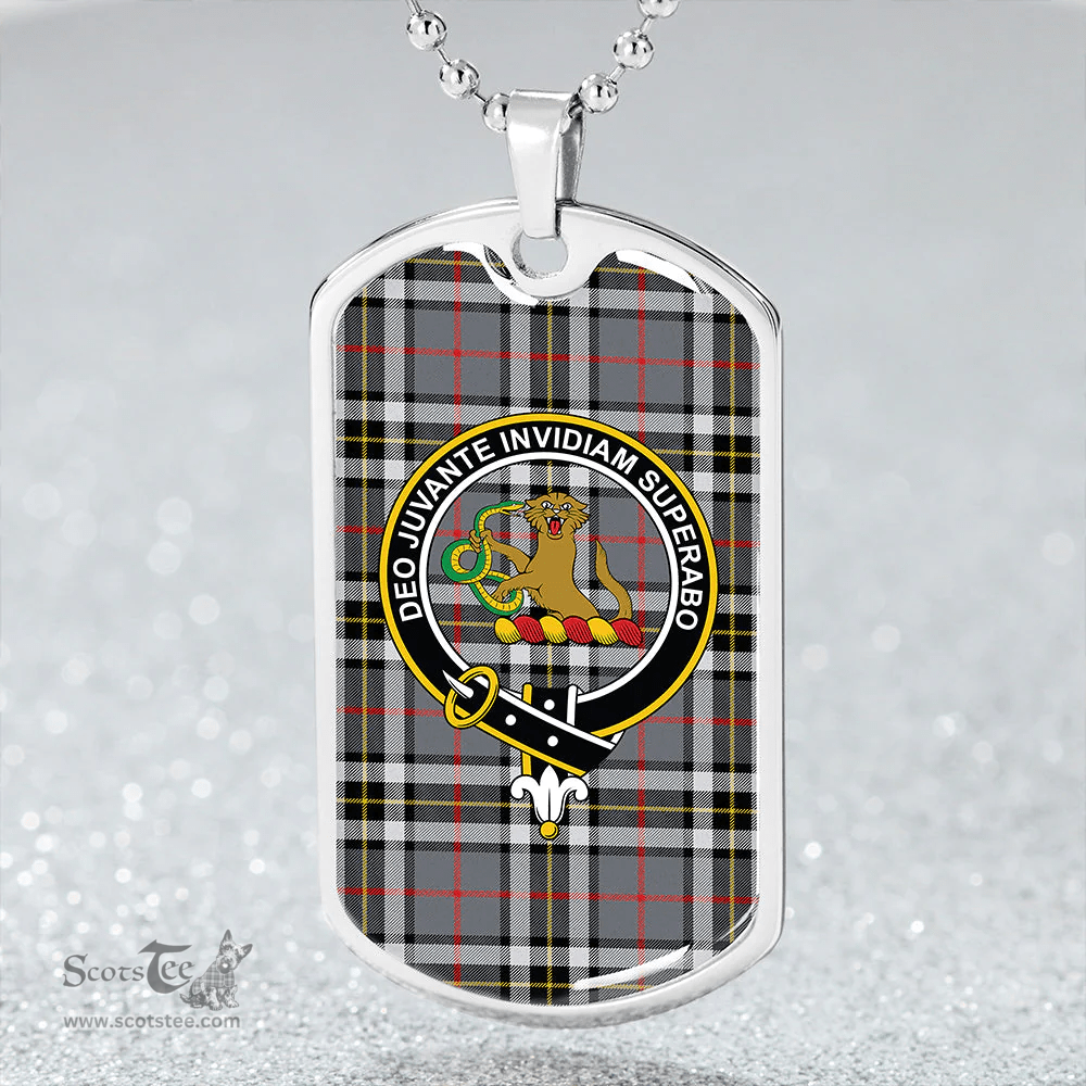 ScottishPlaid Thomson Grey (MacThomas/Thompson Grey) Ancient Clan Tartan Dog Tag Necklace - Crest Classic Scottish Plaid Tartan Plaid