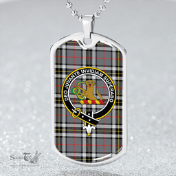 ScottishPlaid Thomson Grey (MacThomas/Thompson Grey) Ancient Clan Tartan Dog Tag Necklace - Crest Classic Scottish Plaid Tartan Plaid