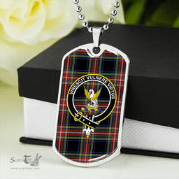 ScottishPlaid Stewart Black Modern Clan Tartan Dog Tag Necklace - Crest Classic Scottish Plaid Tartan Plaid