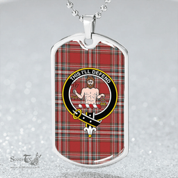 ScottishPlaid MacFarlane Red Weathered Clan Tartan Dog Tag Necklace - Crest Classic Scottish Plaid Tartan Plaid