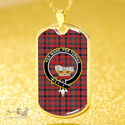 ScottishPlaid MacDonald of Boisdale (Donald Boisdale) Modern Clan Tartan Dog Tag Necklace - Crest Classic Scottish Plaid Tartan Plaid