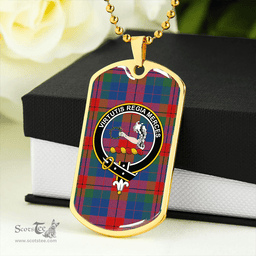 ScottishPlaid Skene of Cromar Modern Clan Tartan Dog Tag Necklace - Crest Classic Scottish Plaid Tartan Plaid