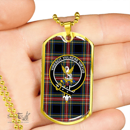 ScottishPlaid Stewart Black Modern Clan Tartan Dog Tag Necklace - Crest Classic Scottish Plaid Tartan Plaid
