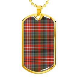 Scottish MacPherson Weathered Clan Tartan Dog Tag Necklace - Classic Scottish Plaid Tartan Plaid