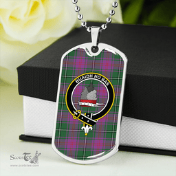 ScottishPlaid MacNeil of Barra (MacNeil/MacNeill) (Clans Originaux) Ancient Clan Tartan Dog Tag Necklace - Crest Classic Scottish Plaid Tartan Plaid