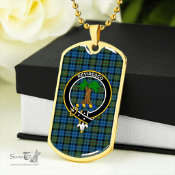 ScottishPlaid MacEwan Ancient Clan Tartan Dog Tag Necklace - Crest Classic Scottish Plaid Tartan Plaid