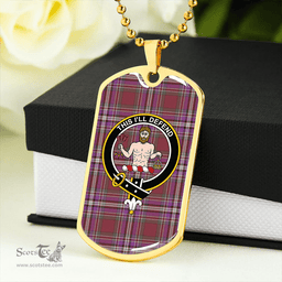 ScottishPlaid MacFarlane Lord Lyon sett Weathered Clan Tartan Dog Tag Necklace - Crest Classic Scottish Plaid Tartan Plaid
