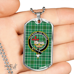 ScottishPlaid MacDonald Hunting (Donald Hunting) Modern Clan Tartan Dog Tag Necklace - Crest Classic Scottish Plaid Tartan Plaid