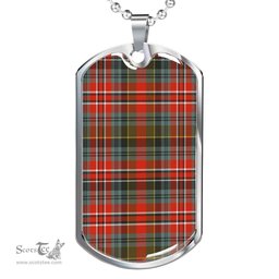 Scottish MacPherson Weathered Clan Tartan Dog Tag Necklace - Classic Scottish Plaid Tartan Plaid