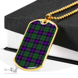 Scottish Armstrong Modern Clan Tartan Dog Tag Necklace - Classic Scottish Plaid Tartan Plaid