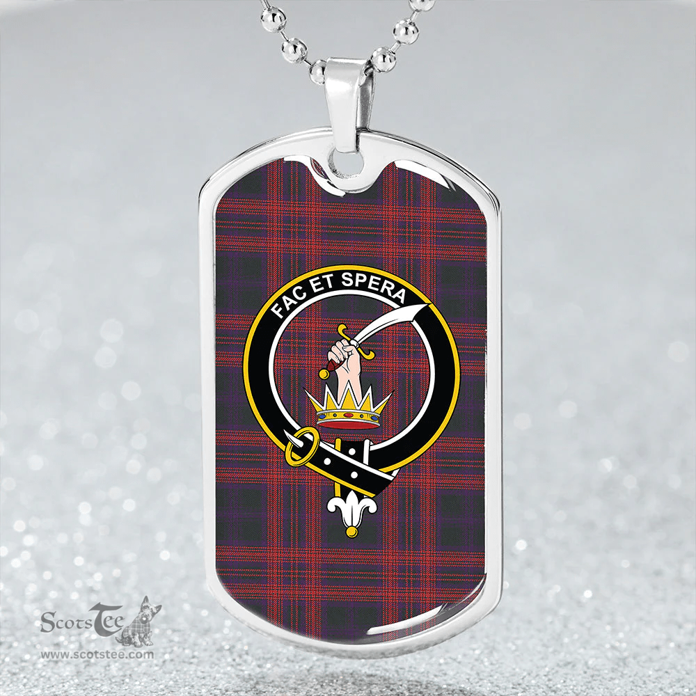 ScottishPlaid Matheson Hunting (Highland Society of London) Weathered Clan Tartan Dog Tag Necklace - Crest Classic Scottish Plaid Tartan Plaid