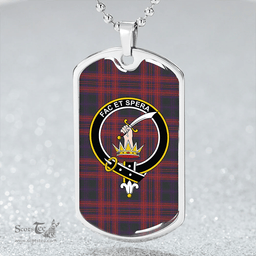 ScottishPlaid Matheson Hunting (Highland Society of London) Weathered Clan Tartan Dog Tag Necklace - Crest Classic Scottish Plaid Tartan Plaid