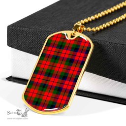 Scottish MacNaughton Modern Clan Tartan Dog Tag Necklace - Classic Scottish Plaid Tartan Plaid