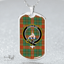 ScottishPlaid Muirhead #2 Ancient Clan Tartan Dog Tag Necklace - Crest Classic Scottish Plaid Tartan Plaid