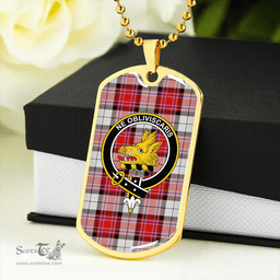 ScottishPlaid MacKellar Dress Red #2 Modern Clan Tartan Dog Tag Necklace - Crest Classic Scottish Plaid Tartan Plaid