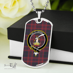 ScottishPlaid Matheson Hunting (Highland Society of London) Weathered Clan Tartan Dog Tag Necklace - Crest Classic Scottish Plaid Tartan Plaid