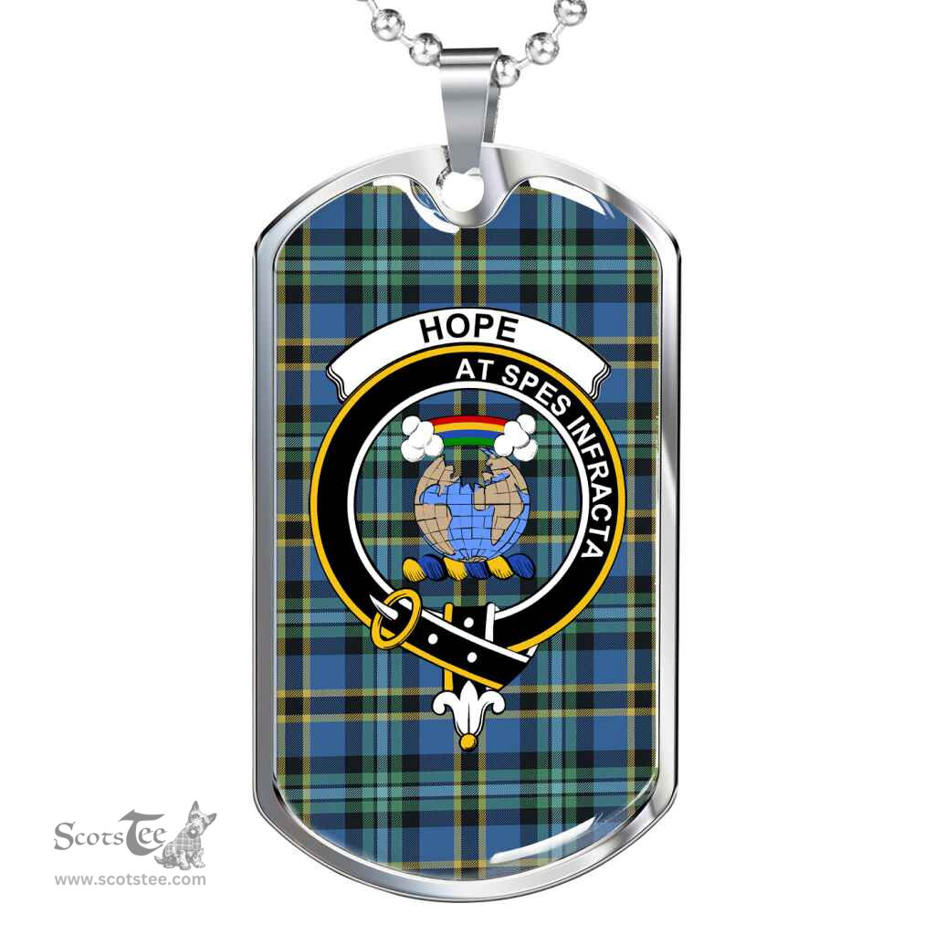 Scottish Hope Clan Tartan Dog Tag Necklace - Crest Classic Scottish Plaid Tartan Plaid