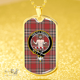 ScottishPlaid MacFarlane Red Weathered Clan Tartan Dog Tag Necklace - Crest Classic Scottish Plaid Tartan Plaid