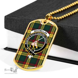 Scottish MacMillan Clan Tartan Dog Tag Necklace - Crest Classic Scottish Plaid Tartan Plaid