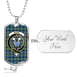 Scottish Hope Clan Tartan Dog Tag Necklace - Crest Classic Scottish Plaid Tartan Plaid