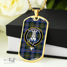 ScottishPlaid Malcolm 1840 Modern Clan Tartan Dog Tag Necklace - Crest Classic Scottish Plaid Tartan Plaid