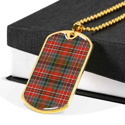 Scottish MacPherson Weathered Clan Tartan Dog Tag Necklace - Classic Scottish Plaid Tartan Plaid