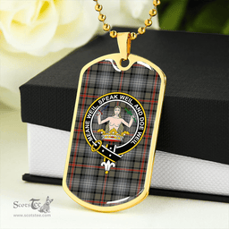 ScottishPlaid Urquhart #2 Ancient Clan Tartan Dog Tag Necklace - Crest Classic Scottish Plaid Tartan Plaid