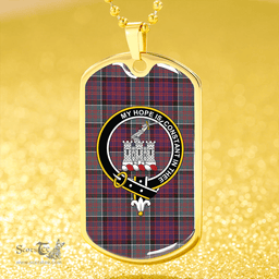 ScottishPlaid MacDonald of Clanranald (Donald of Clanranald) Weathered Clan Tartan Dog Tag Necklace - Crest Classic Scottish Plaid Tartan Plaid