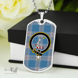 ScottishPlaid Thorburn USA (Thurburn USA) Ancient Clan Tartan Dog Tag Necklace - Crest Classic Scottish Plaid Tartan Plaid