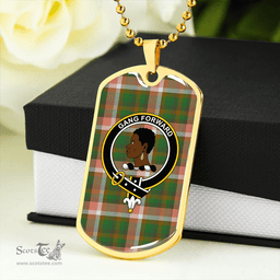 ScottishPlaid Stirling Millennium Ancient Clan Tartan Dog Tag Necklace - Crest Classic Scottish Plaid Tartan Plaid