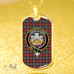 ScottishPlaid MacLachlan Weathered Clan Tartan Dog Tag Necklace - Crest Classic Scottish Plaid Tartan Plaid