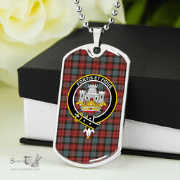ScottishPlaid MacLachlan Weathered Clan Tartan Dog Tag Necklace - Crest Classic Scottish Plaid Tartan Plaid