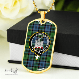 ScottishPlaid MacIsaac Modern Clan Tartan Dog Tag Necklace - Crest Classic Scottish Plaid Tartan Plaid
