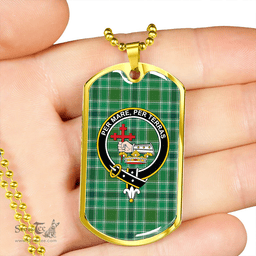 ScottishPlaid MacDonald Hunting (Donald Hunting) Modern Clan Tartan Dog Tag Necklace - Crest Classic Scottish Plaid Tartan Plaid
