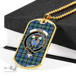 Scottish Hope Clan Tartan Dog Tag Necklace - Crest Classic Scottish Plaid Tartan Plaid