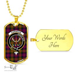 Scottish Carnegie Clan Tartan Dog Tag Necklace - Crest Classic Scottish Plaid Tartan Plaid