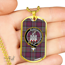 ScottishPlaid MacDonald of Clanranald (Donald of Clanranald) Weathered Clan Tartan Dog Tag Necklace - Crest Classic Scottish Plaid Tartan Plaid