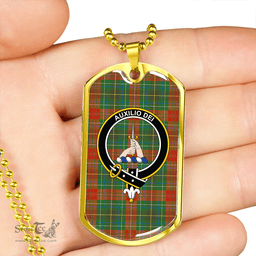 ScottishPlaid Muirhead #2 Ancient Clan Tartan Dog Tag Necklace - Crest Classic Scottish Plaid Tartan Plaid
