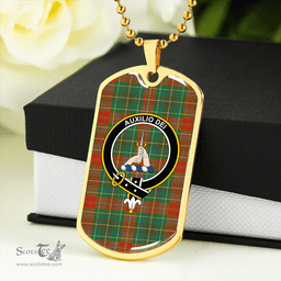 ScottishPlaid Muirhead #2 Ancient Clan Tartan Dog Tag Necklace - Crest Classic Scottish Plaid Tartan Plaid