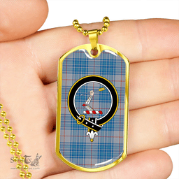 ScottishPlaid Thorburn USA (Thurburn USA) Ancient Clan Tartan Dog Tag Necklace - Crest Classic Scottish Plaid Tartan Plaid