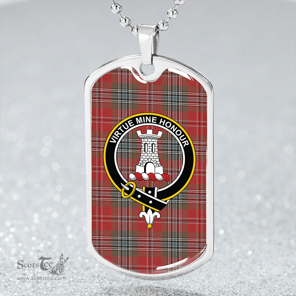 ScottishPlaid MacLean of Duart Weathered Clan Tartan Dog Tag Necklace - Crest Classic Scottish Plaid Tartan Plaid
