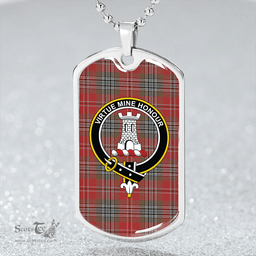 ScottishPlaid MacLean of Duart Weathered Clan Tartan Dog Tag Necklace - Crest Classic Scottish Plaid Tartan Plaid