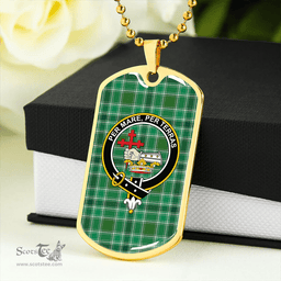 ScottishPlaid MacDonald Hunting (Donald Hunting) Modern Clan Tartan Dog Tag Necklace - Crest Classic Scottish Plaid Tartan Plaid